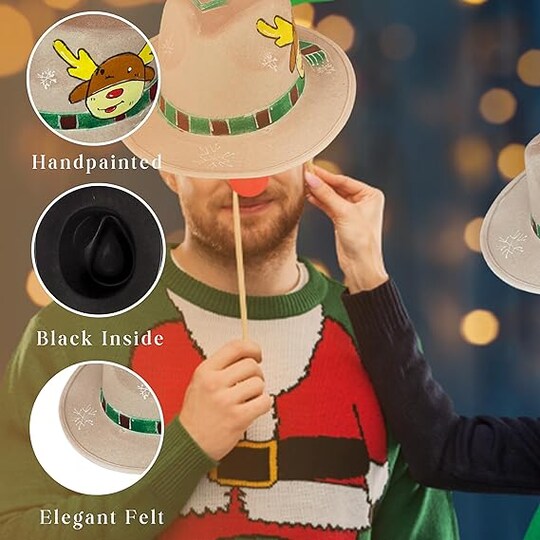 4E's Novelty Christmas Fedora Hat for Adults Brown Reindeer Themed Cowboy Hat for Men & Women, Polyester Felt Holiday Hat for Christmas Parties, Costumes & Festive Dress-Up | Michaels 4E's Novelty Christmas Fedora Hat for Adults Brown Reindeer Themed Cowboy Hat for Men & Women, Polyester Felt Holiday Hat for Christmas Parties, Costumes & Festive Dress-Up | Michaels